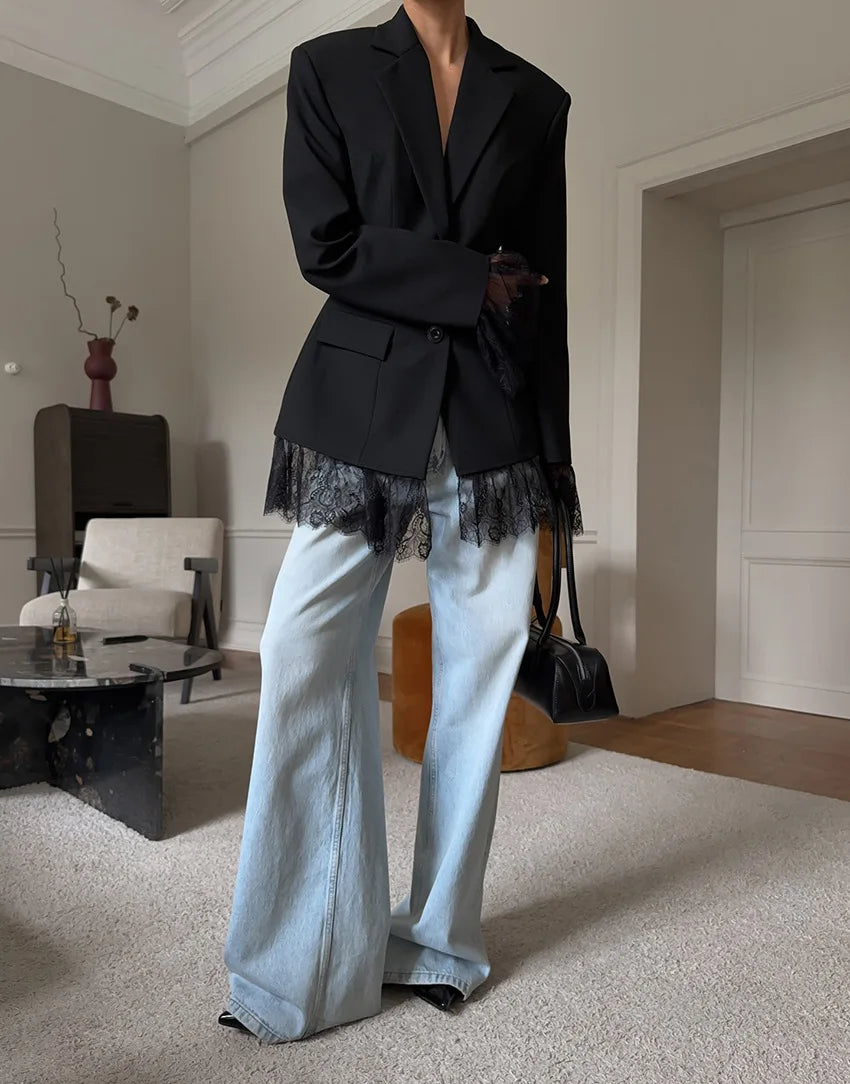 Icone™ LuxuryBlazer: Kvinners Blonde Dobbelt-revers Luksusblazer