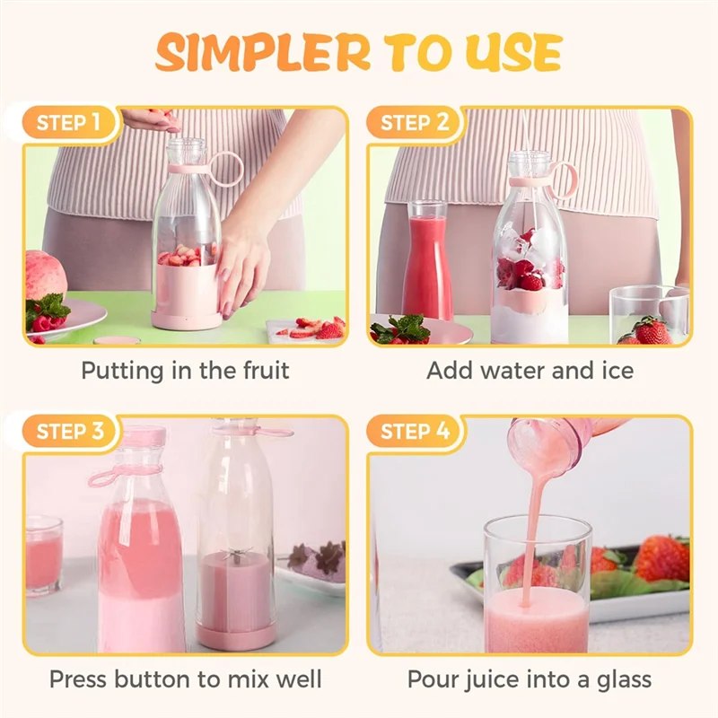 Globetrek° PortableBlender: Oppladbar Mini Elektrisk Smoothie- og Juicemaskin Bærbar Blender