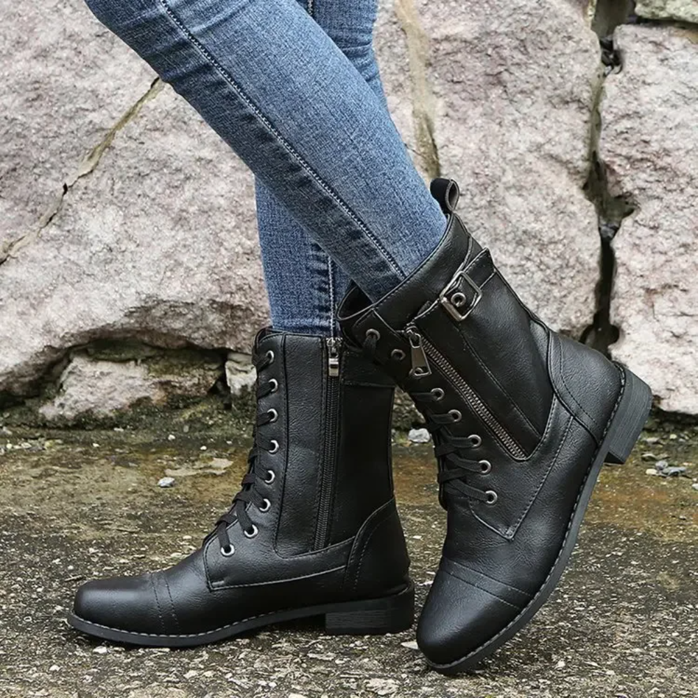 Happy™ ClassicBoots: Vintage Rund Tå Glidelås På Siden Klassiske Ankelstøvler