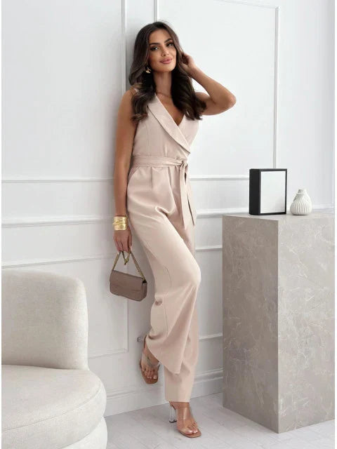 Icone™ ElegantJumpsuit: Kvinners Ermeløs Bånd-Midje Elegant Jumpsuit