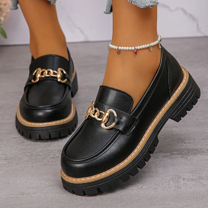 Happy™ WomenLoafers: Lav Hæl Vintagestil Kjede Kvinner Loafers