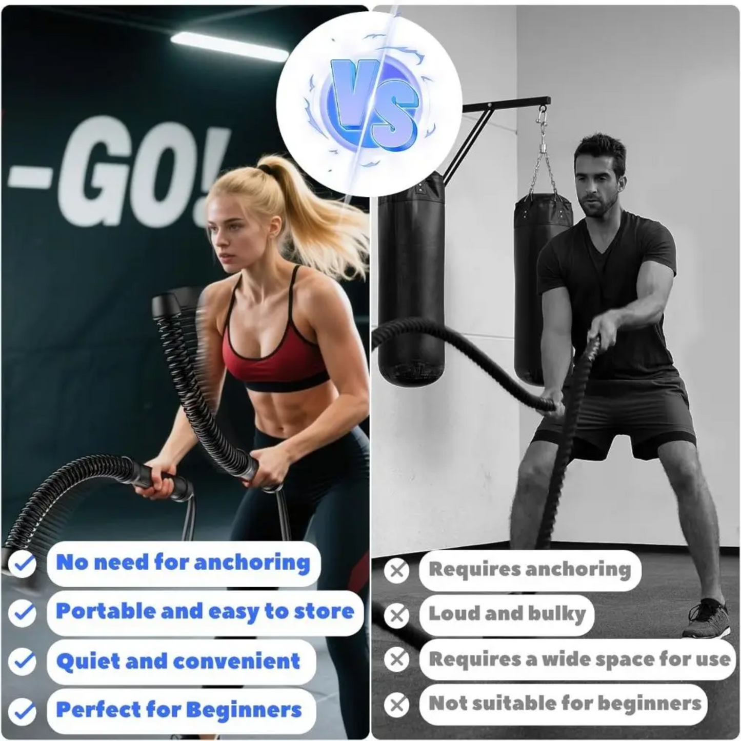FitnessBar 1+1 GRATIS: Justerbar Fjeder Krop Træning Fitness Bar Træner