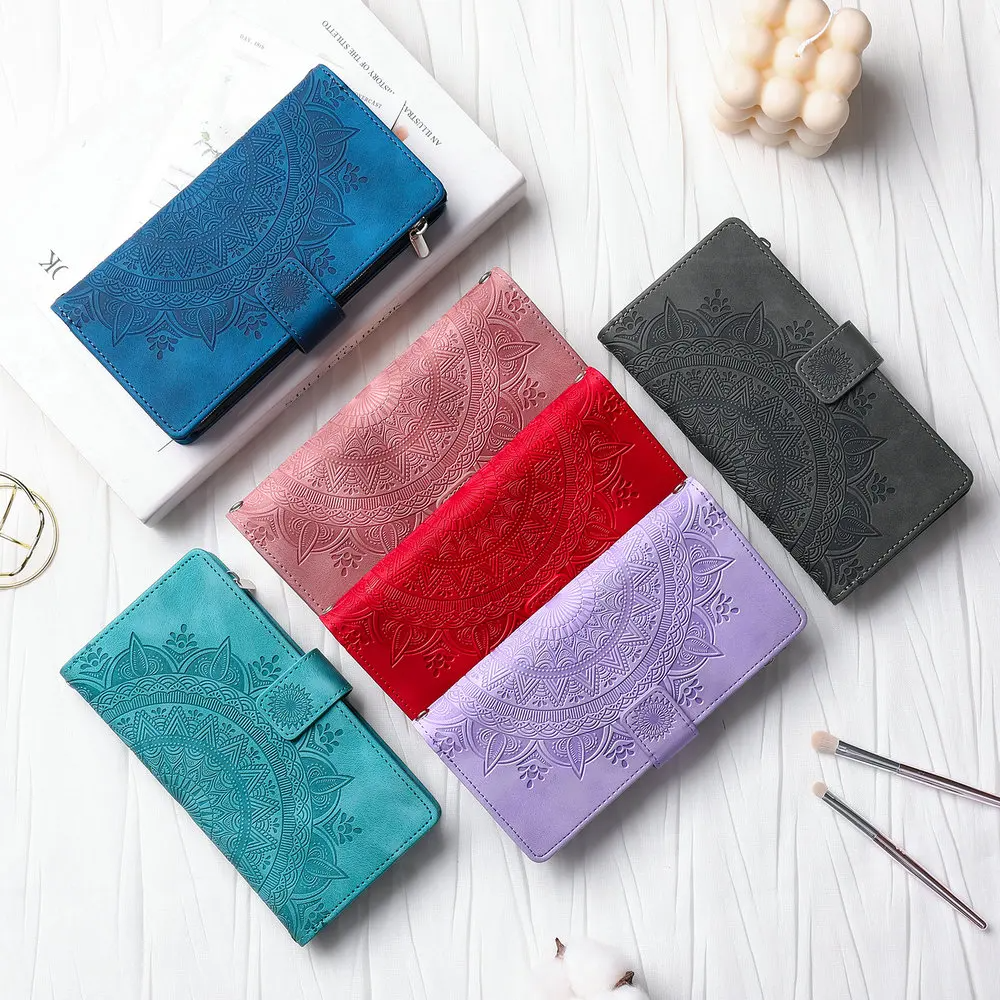 Icone™ WalletCase: Premium Præget Flip Cover Slankt Telefon Tegnebogs Etui