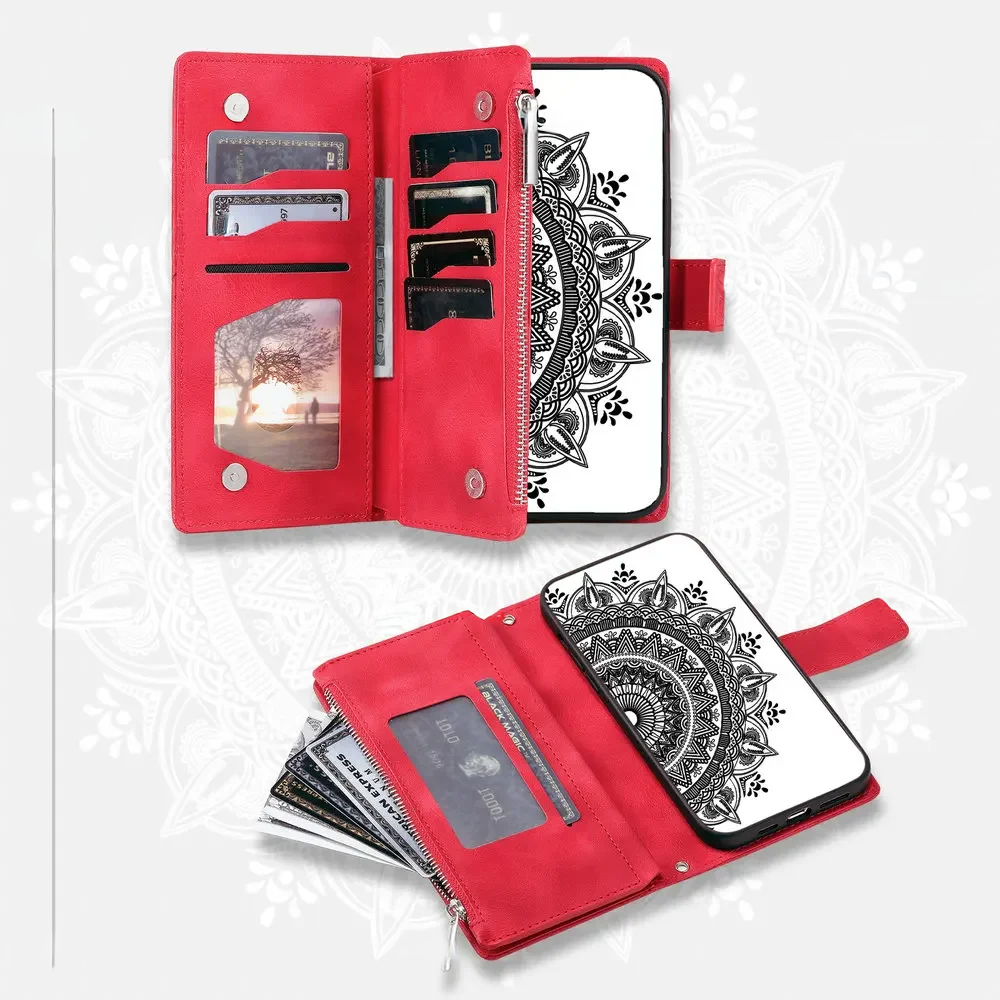 Icone™ WalletCase: Premium Præget Flip Cover Slankt Telefon Tegnebogs Etui
