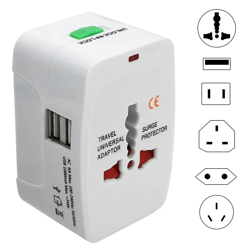 UniversalAdapter 1+1 GRATIS: Universal Dual Ports Rejse Kompakt Adapter
