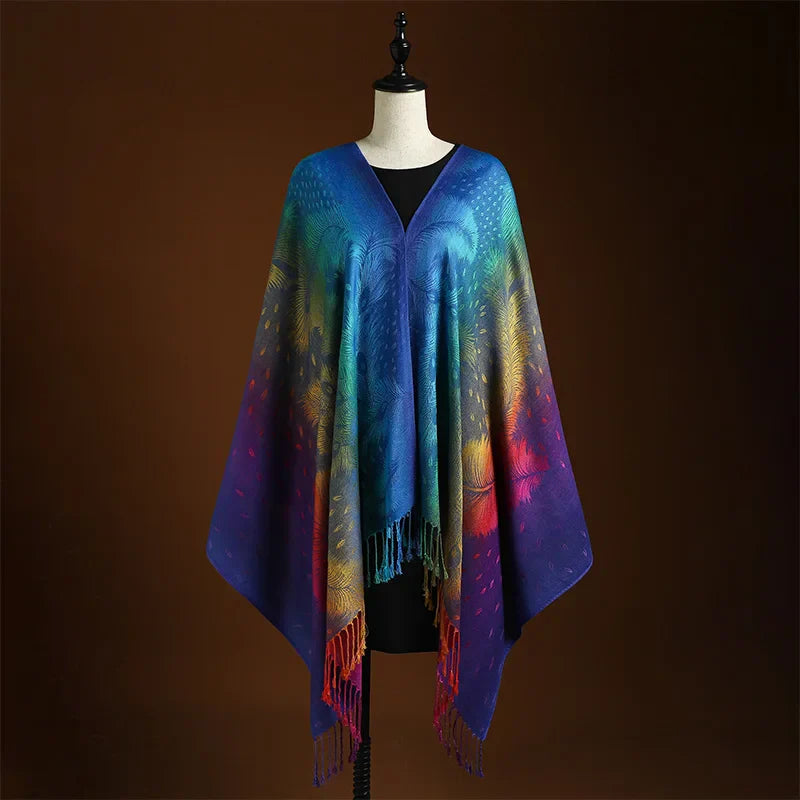 Icone™ ElegantScarf: Elegant Bohem Skjerf med Levende Farger og Dusker for Kvinner