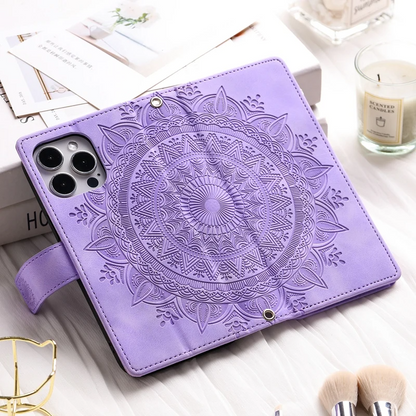 Icone™ WalletCase: Premium Præget Flip Cover Slankt Telefon Tegnebogs Etui