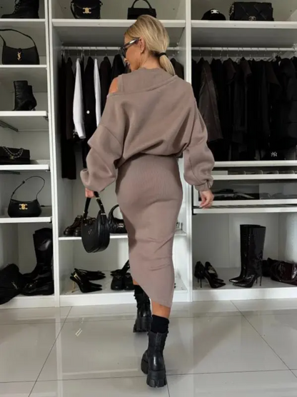 Icone™ ChicSet - Damers Todelte Lange Kjole Og Pullover Chic Sæt