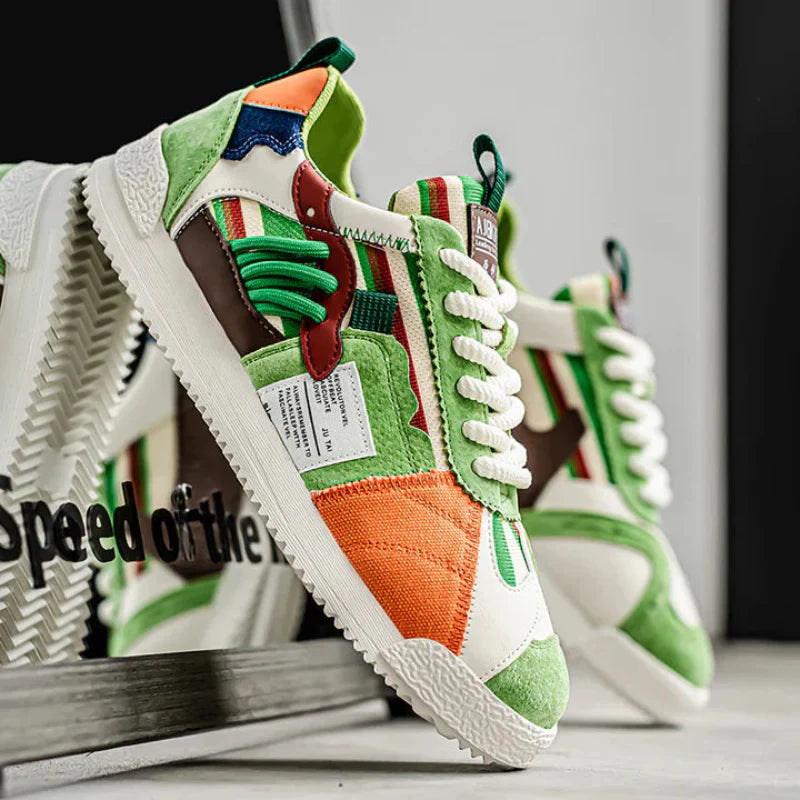 Happy™ PatchworkShoes: Mænd Stilfulde Streetwear Patchwork Sko