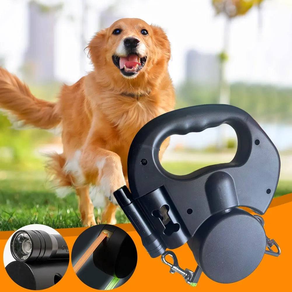 DogFri™ DoubleLeash: LED-lys Dobbelt hode Uttrekkbar hundesnor