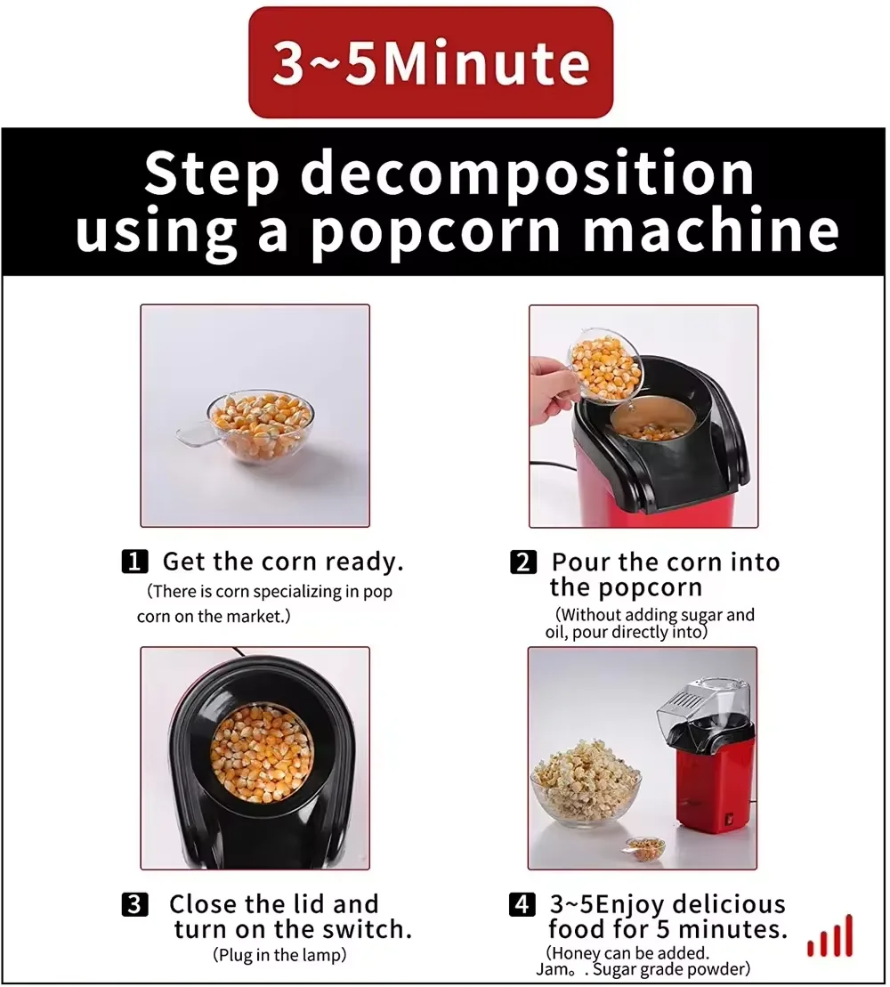 Globetrek° PopcornMaker: Bærbar Enkel Å Bruke Luft Popcorn Maskin