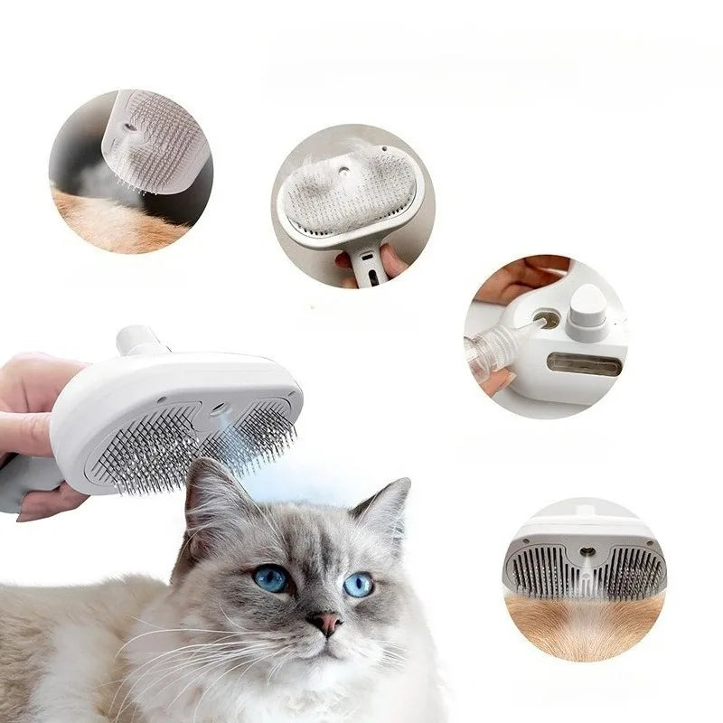 DogCatFri™ PetSteamer: 2-I-1 Spray Pleje Kæledyr Damper Børste
