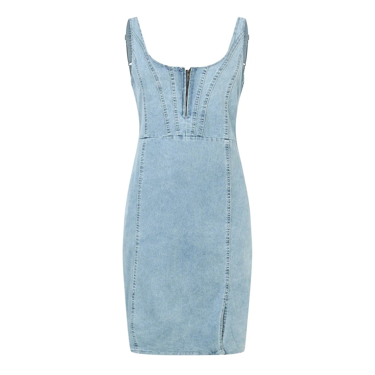 Icone™ DenimDress: Denimkjole Med Splitt Og Justerbare Stropper
