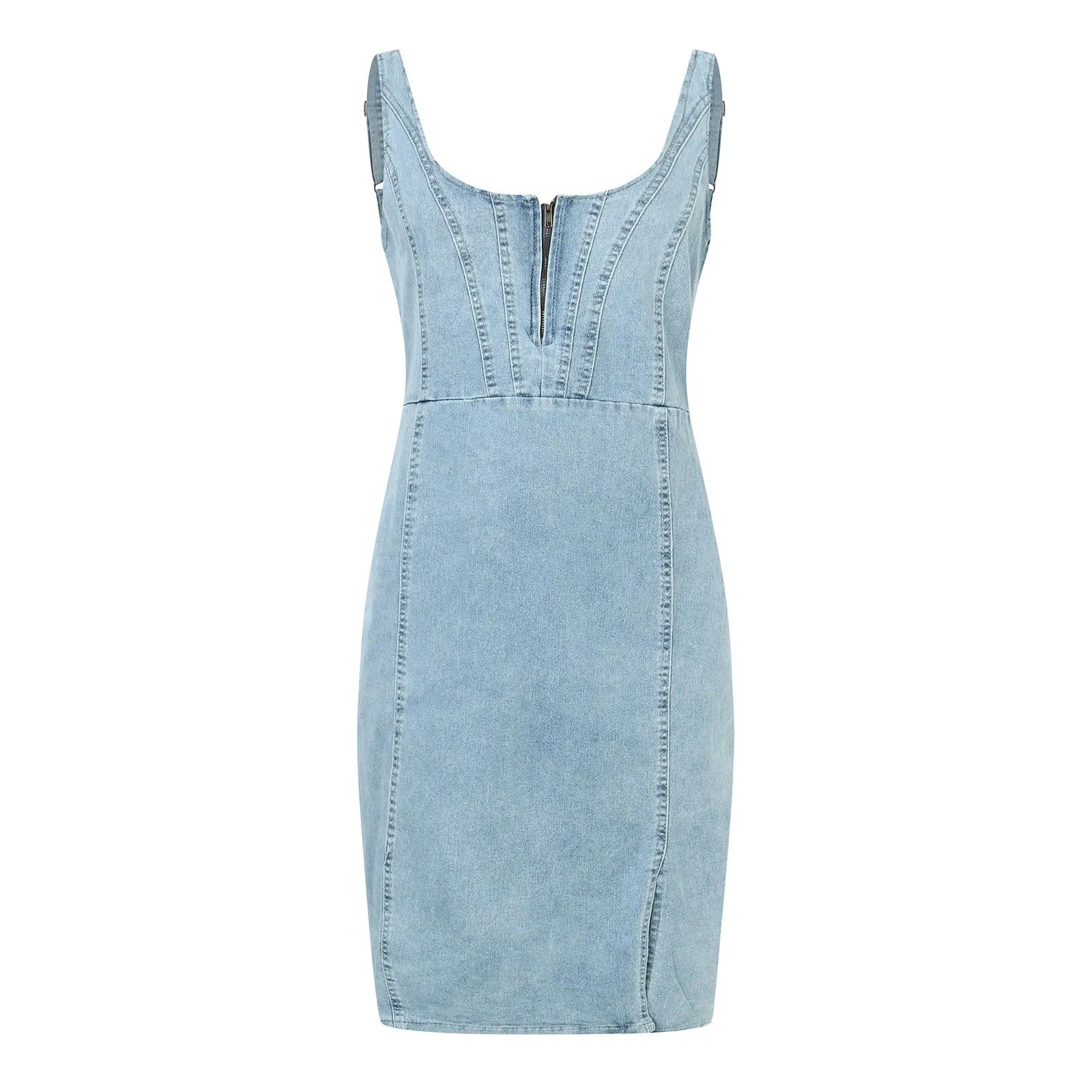 Icone™ DenimDress: Denimkjole Med Splitt Og Justerbare Stropper