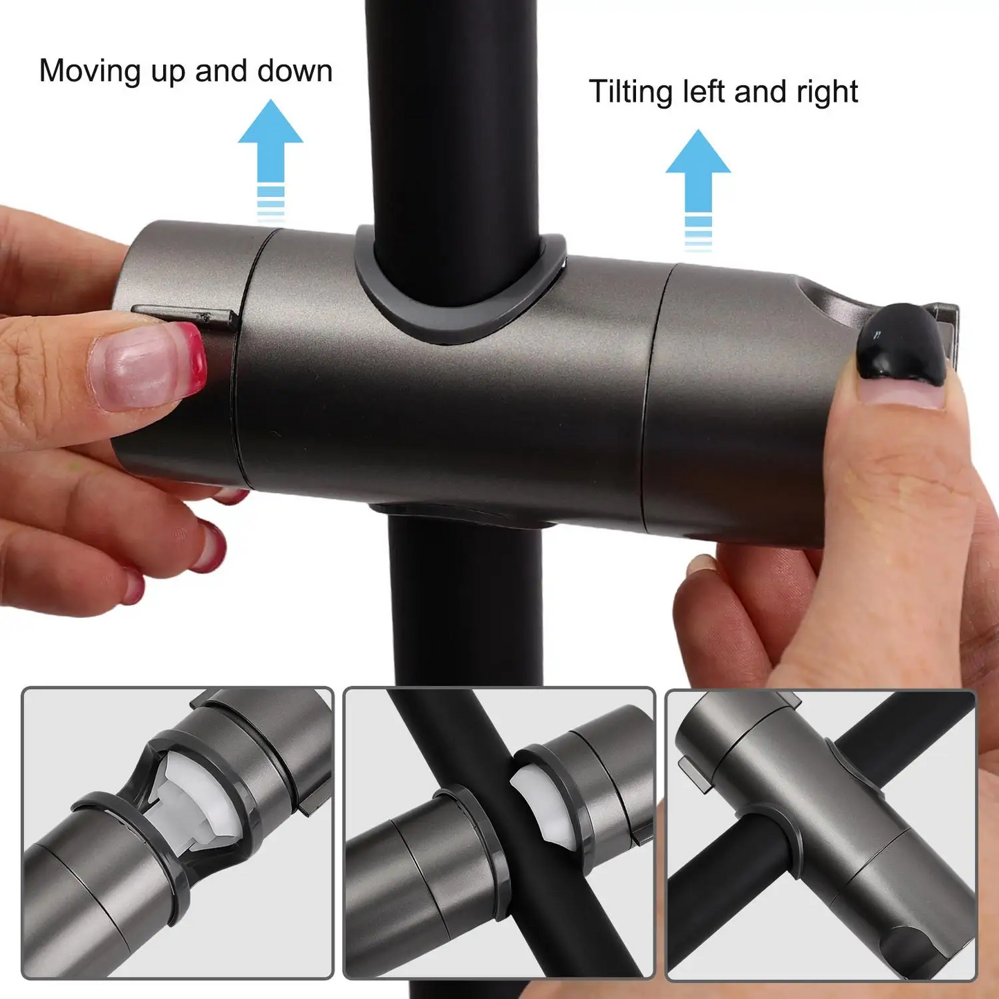 GlideHold® ShowerHolder 1+1 GRATIS: Universal Fit Nem-Justerbar Bruseholder Parentes