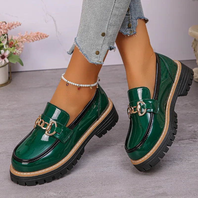Happy™ WomenLoafers: Lav Hæl Vintagestil Kjede Kvinner Loafers