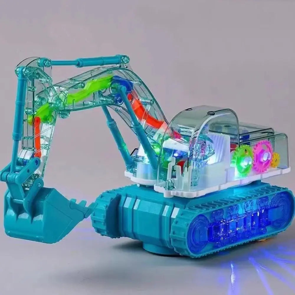 Kletshuts™ TransparentExcavator: Børns Farverige LED Gennemsigtige Gear Elektrisk Gravemaskine Legetøj
