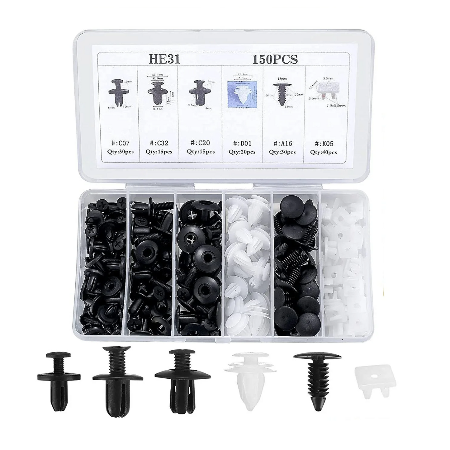 CarClips 1+1 GRATIS – Universell Bruk, Kraftig Bilreparasjonsklips