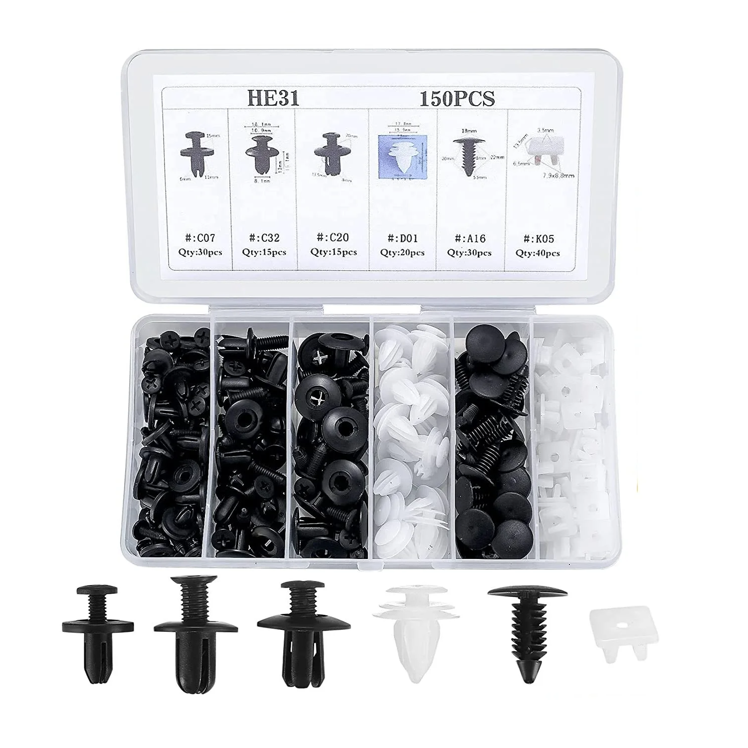 CarClips 1+1 GRATIS – Universell Bruk, Kraftig Bilreparasjonsklips