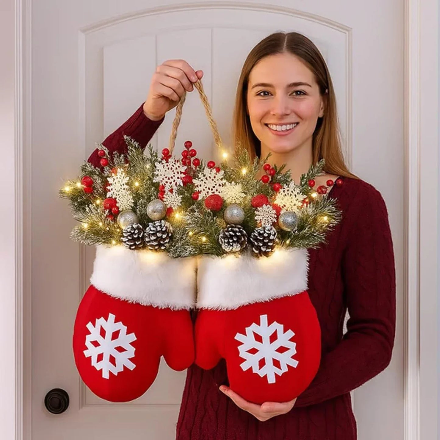 Ledsen™ ChristmasMitten: Utendørs LED Julevott Krans Dekorasjon