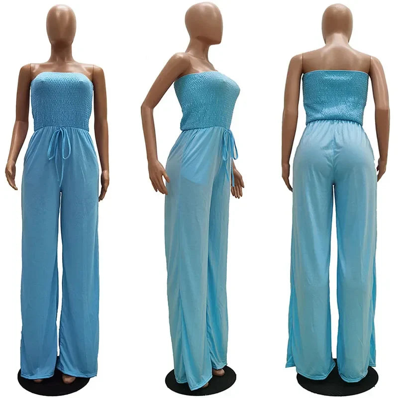 Icone™ Jumpsuit: Tube Top Ensfarvet Jumpsuit