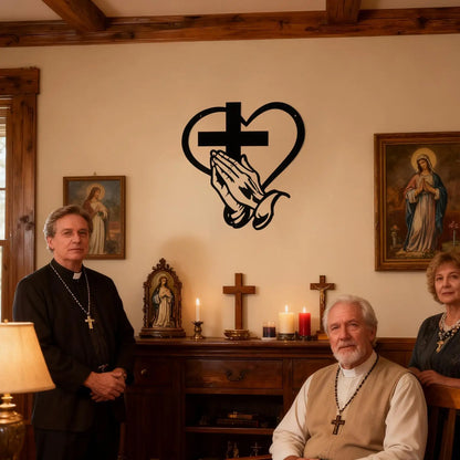 SpiritualDecor - Elegant Hjem Hengende Kors Hjerte Åndelig Dekorasjon