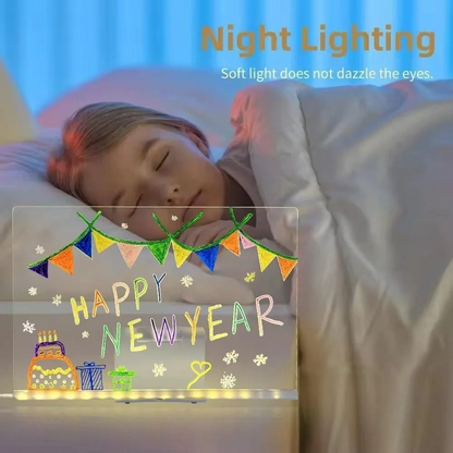 Kletshuts™ NoteBoard: LED-lampe Akryl Notat- og Tegnebrett