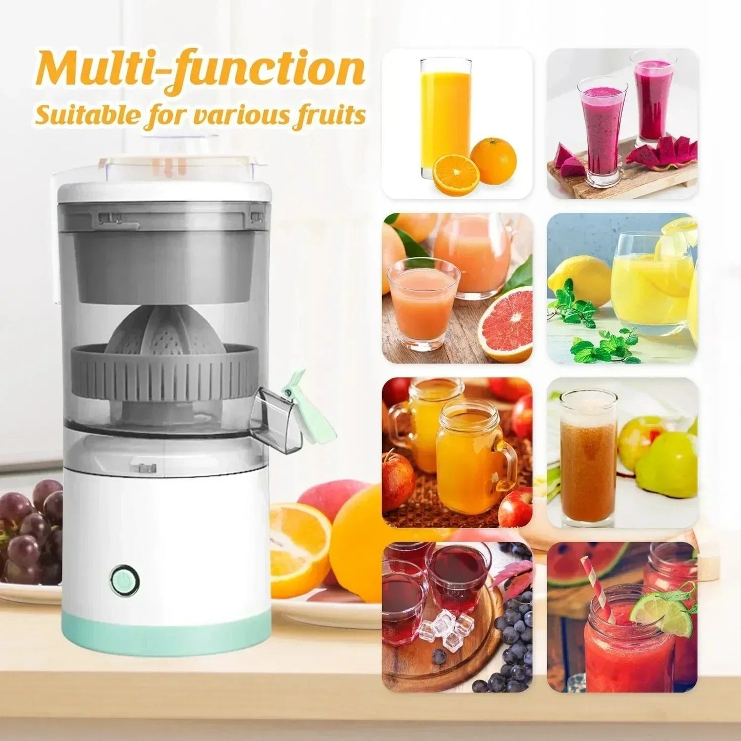 Globetrek° FruitJuicer: Bærbar Elektrisk Frukt Juicer