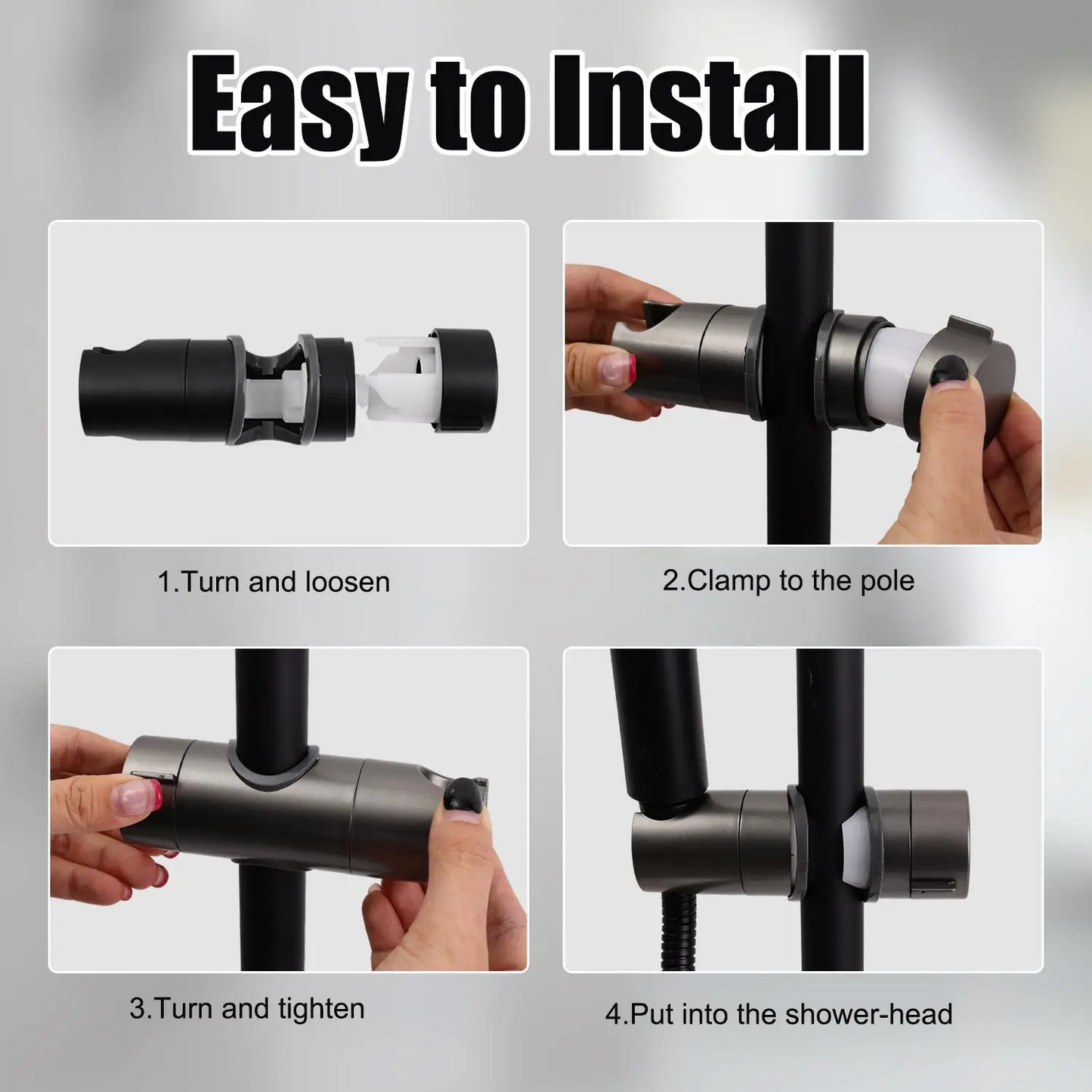 GlideHold® ShowerHolder 1+1 GRATIS: Universal Fit Enkelt-Justerbar Dusjholder Brakett