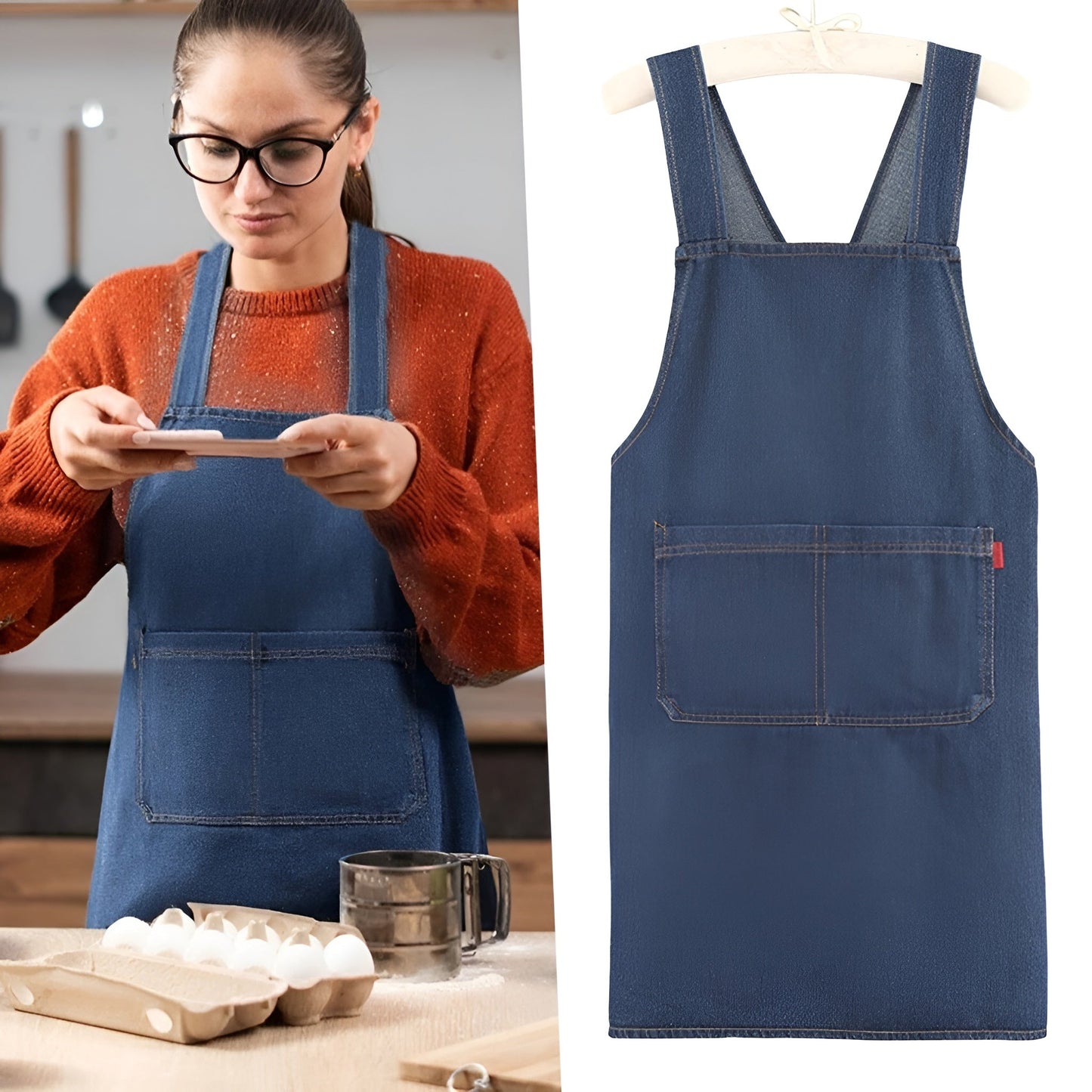 Icone™ DenimApron: Stilfullt Komfortabelt Cross-Back Denimforkle