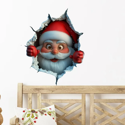 SantaSticker 1+1 GRATIS: 3D Gjenbrukbart Julenisseklistremerke Til Ferie Veggdekorasjon