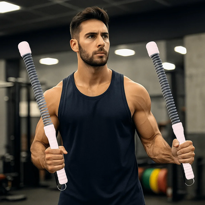 FitnessBar 1+1 GRATIS: Justerbar Fjeder Krop Træning Fitness Bar Træner