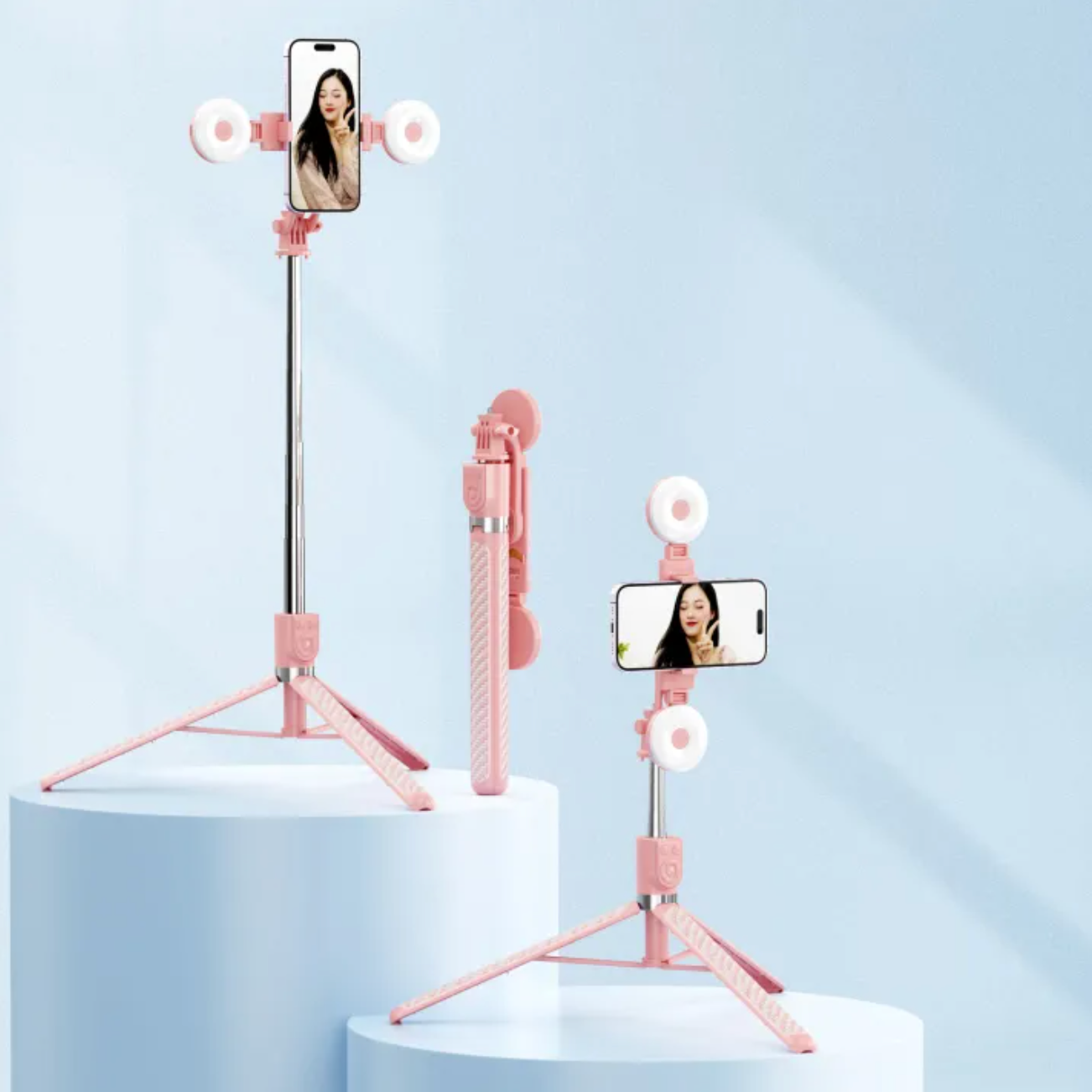 SelfieStick - Selfie Stick Med Dobbelt Lys