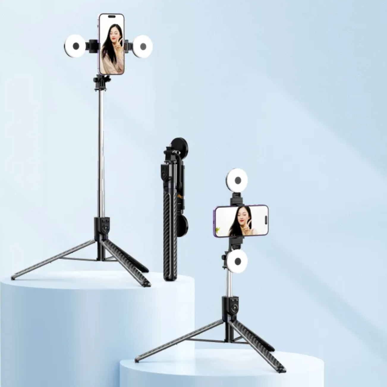 SelfieStick - Selfie Stick Med Dobbelt Lys