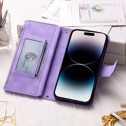 Icone™ WalletCase: Premium Præget Flip Cover Slankt Telefon Tegnebogs Etui