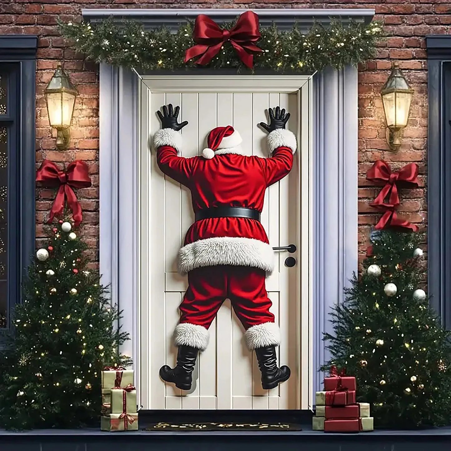 Icone™ HangingSanta: Julebakgrunn Hengende Julenisse Dørdekorasjon