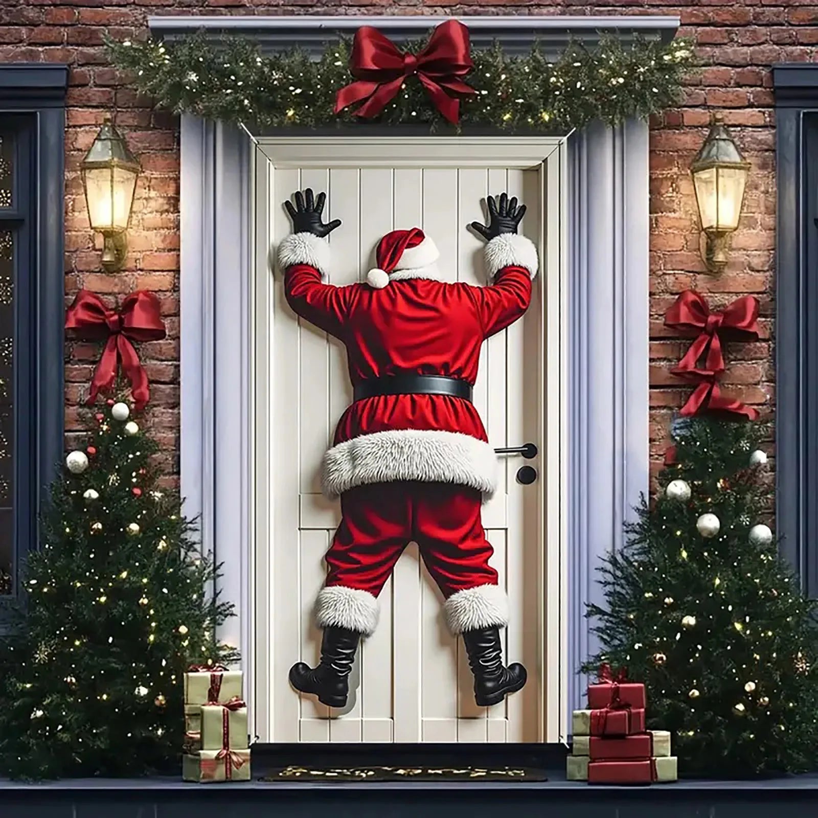 Icone™ HangingSanta: Julebakgrunn Hengende Julenisse Dørdekorasjon