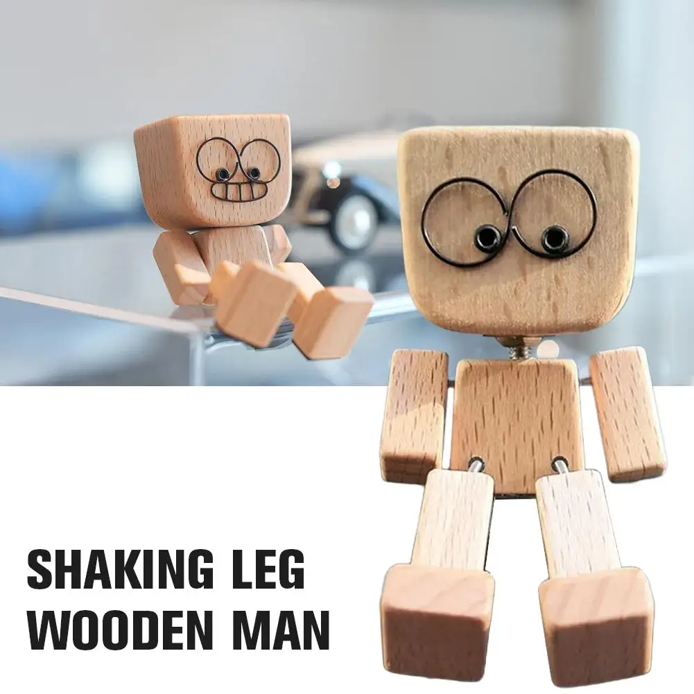 WoodenMan - Liten Ristende Tremann Figur Bil Dashbord Dekorasjon