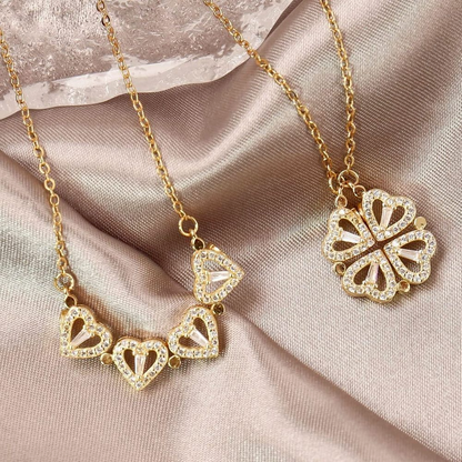 Jewelance™ CloverNecklace 1+1 GRATIS: Stilfuld To-Stil Magnetisk Hjerte Kløver Halskæde