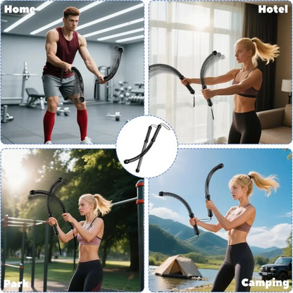 FitnessBar 1+1 GRATIS: Justerbar Fjeder Krop Træning Fitness Bar Træner