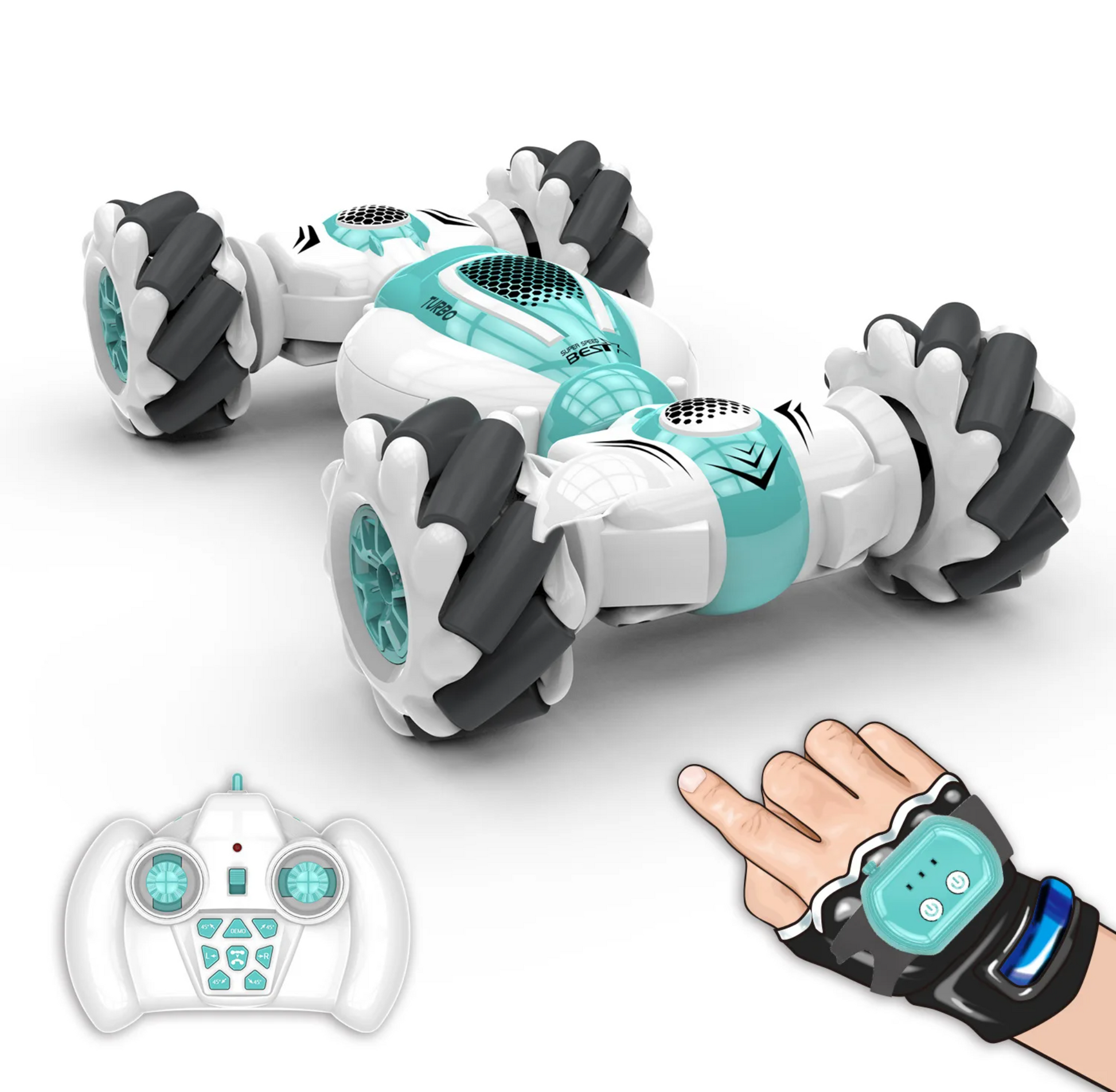 Kletshuts™ SpinningCar: 4WD Terrenggående Dobbel Kontrollmodus Stunt Spinnende Bil