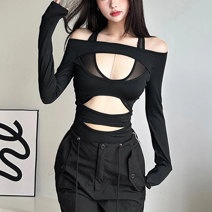 Icone™ MeshBodysuit: Dame Hull-ut Langermet Mesh Bodysuit