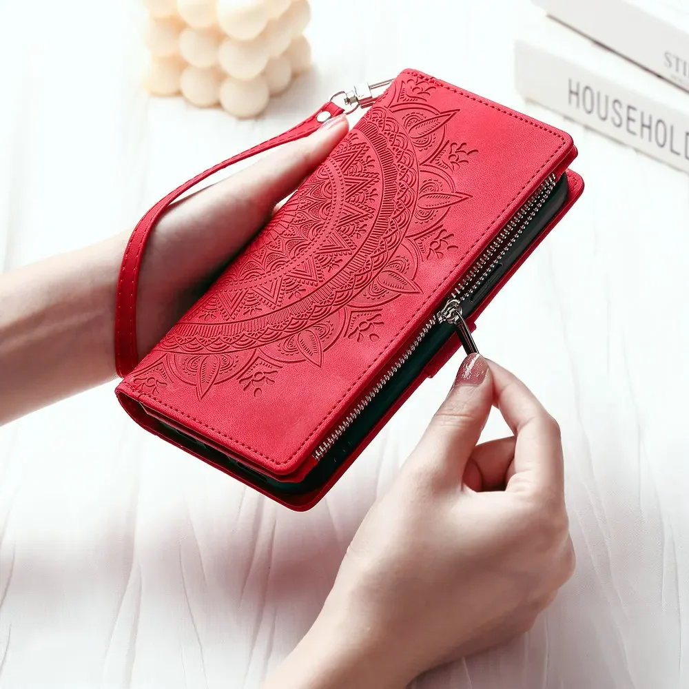 Icone™ WalletCase: Premium Præget Flip Cover Slankt Telefon Tegnebogs Etui