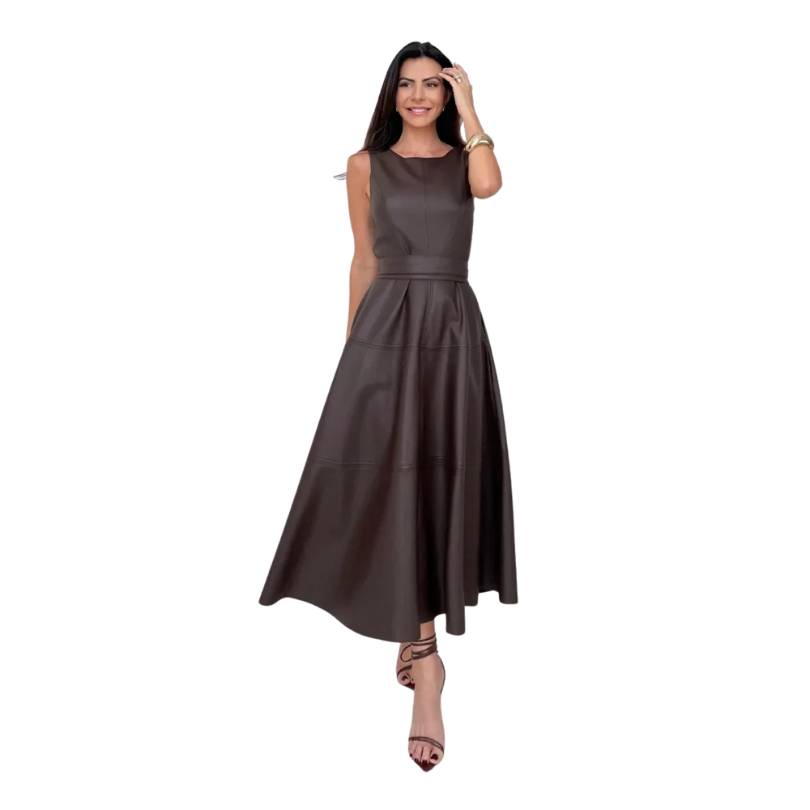 Icone™ LuxeDress: Elegant Luksuriøs Damekjole Uten Ermer I Mellomlengde