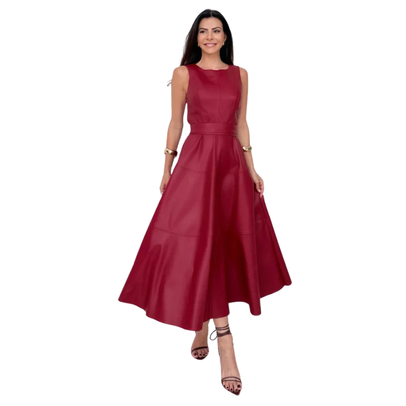 Icone™ LuxeDress: Elegant Luksuriøs Damekjole Uten Ermer I Mellomlengde