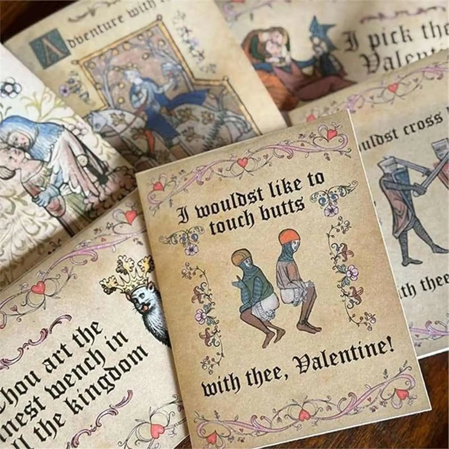 VintageCards 1+1 GRATIS: Middelalderens Kjærlighetstema Hilsen Vintage Kort