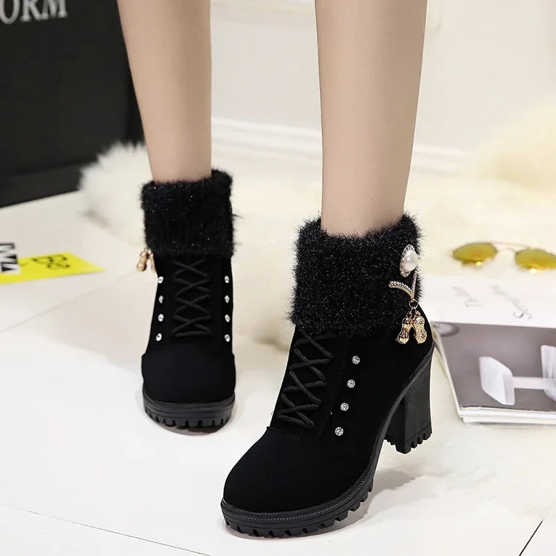 Happy™ CozyBoots: Kvinner Stilfulle Blokkhæler Koselige Støvler