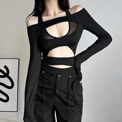 Icone™ MeshBodysuit: Dame Hull-ut Langermet Mesh Bodysuit