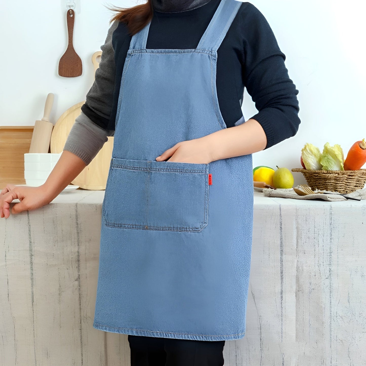 Icone™ DenimApron: Stilfullt Komfortabelt Cross-Back Denimforkle