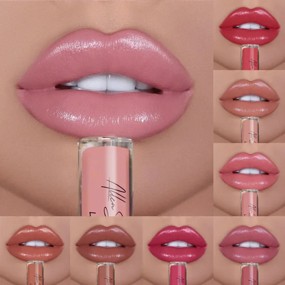 GlamGloss 6+6 GRATIS: Langtidsholdbar Cremeagtig Fugtgivende Glam Gloss Flydende Læbestift